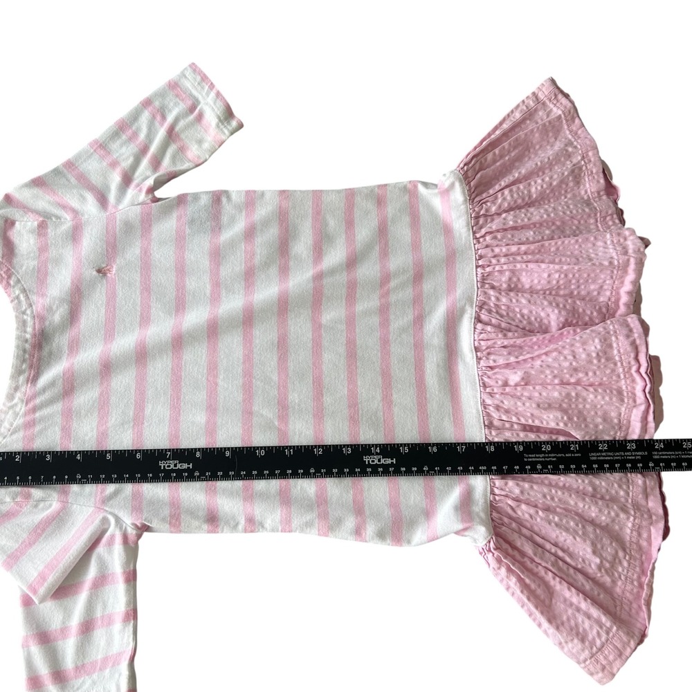 Ralph Lauren Striped Drop Waist Dress Kids 6X Pink White Seersucker Skirt Pony - Picture 9 of 9